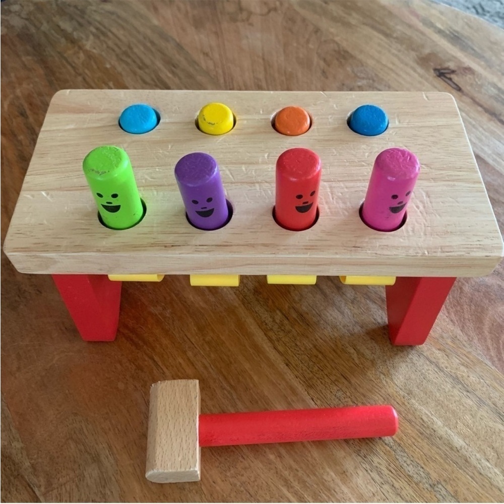 Melissa & Doug Wooden Hammer Bench with Colorful Pegs